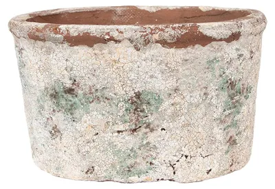 Obrázek produktu pro Květináč Clayre & Eef 21x13x12 cm béžově zelený terakotový