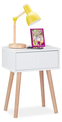 Image de Table de chevet scandinave avec tiroir et design rétro