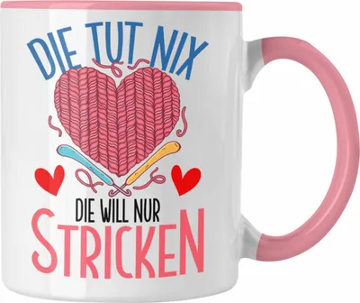 Produktbild von Trendation - Lustige Stricken Tasse Geschenk für Häckeln Rentnerin Oma (Rosa)