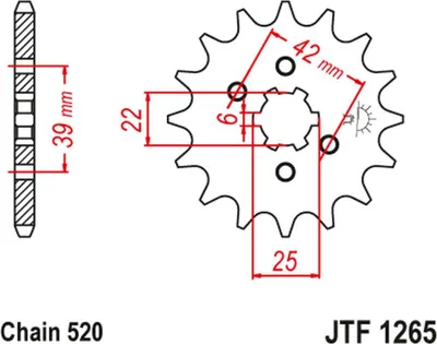 Produktbild von Jt Vorderes Ritzel 265 12 Für Honda Xl 250S '78-'81, Xl 250K '76-'77 (26512Jt) (Kette 520) Zum Bestellen
