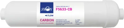 Zdjęcie produktu dla Filtr wody Swan z blokiem węgla aktywnego CTO 12 cali do odwróconej osmozy, system filtrów, przyłącze ¼" cala (6,35 mm)
