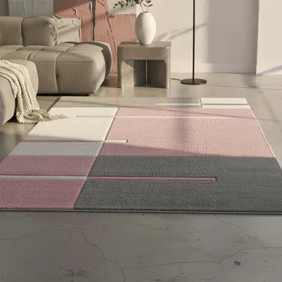 Teppich Kurzflor Karo Muster Polypropylen Wohnzimmer_Läufer_#sku_BARKHAWAII801501310PINK-BARKHAWAII1201701310PINK-BARKHAWAII1402001310PINK-BARKHAWAII1602301310PINK-BARKHAWAII2002901310PINK-BARKHAWAII2403401310PINK-BARKHAWAII2803701310PINK#