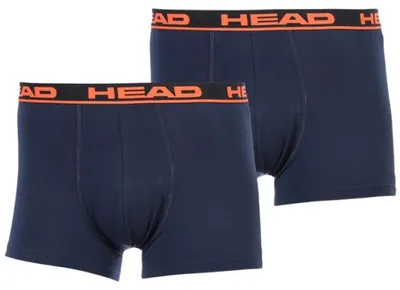 Produktbild von HEAD Herren Boxershort, 2er Pack - Basic, Baumwoll Stretch, einfarbig Dunkelblau/Orange L