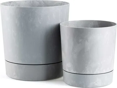 Image de HowHomely | Bacs à plantes - Azalea - 2 pièces - Béton gris - Résistant aux intempéries et design minimaliste