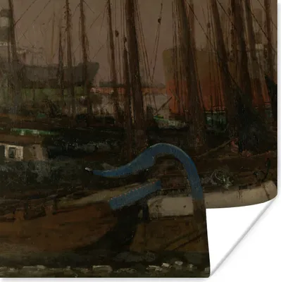 Produktbild von MuchoWow® Poster Schiffe im Eis - Gemälde von George Hendrik Breitner 50x50 cm - Wohnzimmerdekoration