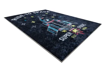 Obrázok produktu pre JUNIOR 52069.801 umývací koberec Vesmír, raketa pre deti protišmykový - čierna Vícebarevný 200x290 cm