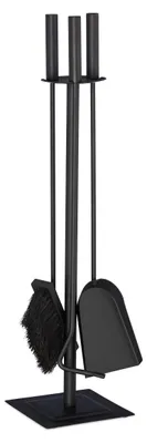Image de Set d'accessoires de cheminée - Set 4 pièces - Noir - Design moderne - Pour cheminée ouverte
