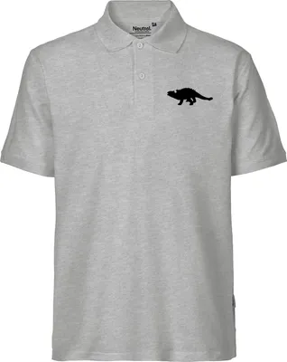 Produktbild von Huuraa Herren Polo Shirt Ankylosaurus Dinosaurier L Sport Grey Bio Baumwolle Fairtrade Poloshirt Geschenkidee