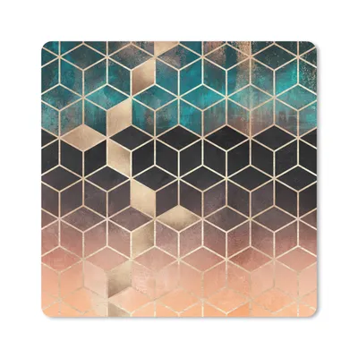 Produktbild von MuchoWow® Mauspad Mousepad Abstrakt - Würfel - Gold - Muster - Luxus 20x20 cm - Mousepads - Maus Mat - Pad - Mausunterlage - Desk Mat - Bureauartikeln