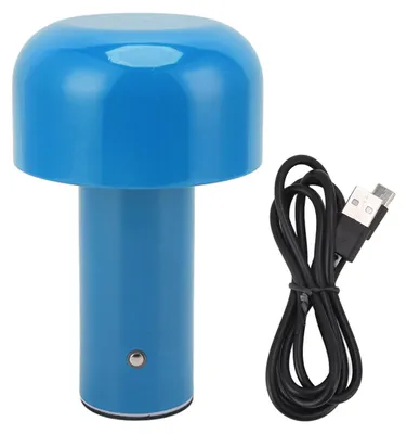 Produktbild von LED-Schreibtischlampe, Pilz-Design, USB-Aufladung, 3 Farbtemperaturen, Touch-Tischleuchte für Restaurant, Arbeitszimmer, Blau