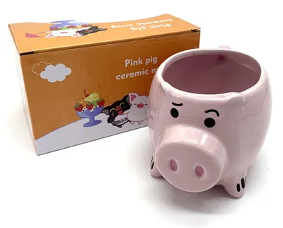 Keramikbecher Schattiges Schwein, Rosa, 400 ml