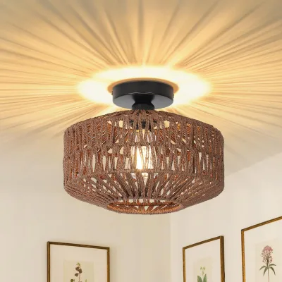 Obrázok produktu pre Hnedá ratanová stropná lampa v bohémskom štýle
