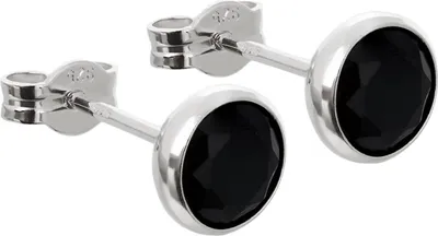 Produktbild von Paar Ohrstecker Zirkonia Schwarz 6,7mm 925er Sterlingsilber Damen Herren 7897