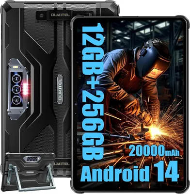 Produktbild von OUKITEL RT8 Outdoor Tablet 11 Zoll - 12GB+256GB Helio G99 - 20000mAh 48MP+32MP Baustellen Tablet PC Android 14 IP68/IP69K GPS - Schwarz