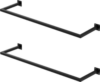 Produktbild von ML-Design sada 2 obdĺžnikových vešiakov na šaty na stenu, 30x110 cm, čierna farba, z ocele, vešiak na šaty v tvare U, vrátane montážneho materiálu