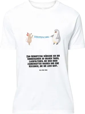 Produktbild von Mr. & Mrs. Panda Größe M T-Shirt Maus Pinguin Geburtstag - Weiß - Geschenk, Happy Birthday, mit Spruch, Herren, Shirt, Tshirt, Geburtstage