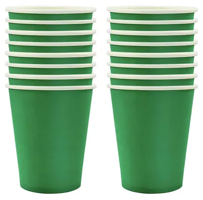 Zdjęcie produktu dla Papierowe kubeczki jednorazowe, zielone, 250 ml, 16 sztuk, idealne na wesele i imprezy