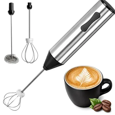 Image de Mousseur à lait électrique à main rechargeable par USB, mousseur à lait portable 2-en-1 en acier inoxydable pour café, cappuccino, lait et matcha, Retoo