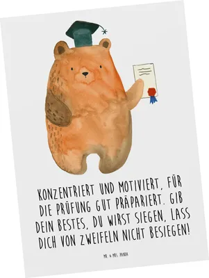 Produktbild von Mr. & Mrs. Panda Postkarte Prüfungen bestehen - Weiß - Geschenk, Zuversicht, Ansichtskarten, einzelkarte, Ermutigung, Vertrauem, Stärke, Herausforderungen meistern, Trost