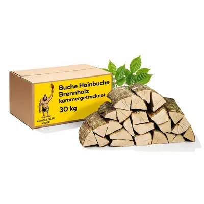 Produktbild von Neandertaler Feuer Brennholz Buche Kaminholz - Buchenholz Grillholz 25 cm 30 kg | Hartholz Feuerholz | Holz für Grill Kamin Smoker Ofen | Firewood