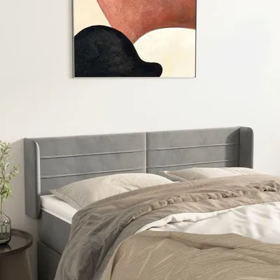 Produktbild von Kopfteil mit Ohren Hellgrau 147x16x78/88 cm Samt , Kopfteile Design 2024