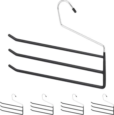 Image de Lot de 5 cintres en métal noirs antidérapants