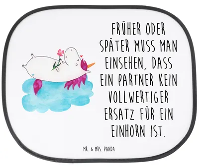 Produktbild von Mr. & Mrs. Panda Auto Sonnenschutz Einhorn Verliebt - Weiß - Geschenk, Liebe, Seitenscheibe, autofenster, Unicorn, für, Kfz, Freundin, Einhörner, Sonnenblende