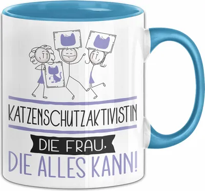 Produktbild von Katzenschutzaktivistin Geschenk Tasse Becher Die Frau Die Allen Kann Geschenkidee für eine Katzenschutzaktivistin Lustig (Blau)