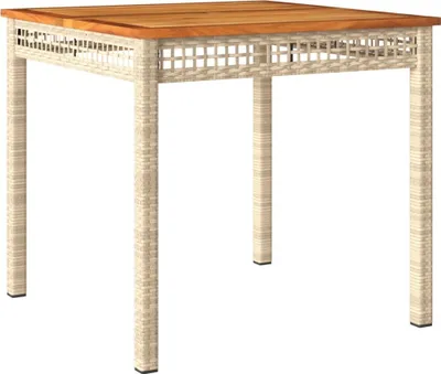 Produktbild von vidaXL Gartentisch Beige 80x80x75 cm Poly Rattan Akazienholz
