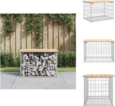 Produktbild von vidaXL Gartenbank aus Gabionen 63x44x42 cm Massivholz Kiefer -  Gartenbänke