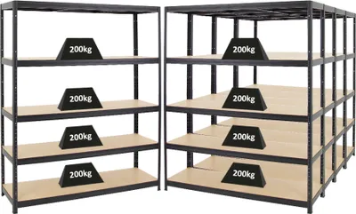 Produktbild von Mega Deal | 5x Schwerlastregal Giant Elephant | HxBxT 180x150x45 cm |  Fachlast 200kg | Schwarz
