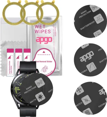 Produktbild von apgo 3 Stück Schutzglas, Matt, kompatibel mit Huawei Watch GT 3 46mm Active Smartwatch, Hybrid 8H, Ersatz für Hartglas, Displayschutzglas, Bildschirmschutz, Displayschutz, kratzfest