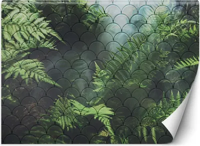 Zdjęcie produktu dla Fototapeta filzelinowa Liście paproci we mgle 300x210 cm Feeby Zielony klej w zestawie łatwa w montażu