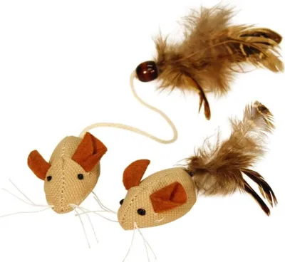 Zdjęcie produktu dla Zabawka dla kota, myszka z piórami, 4,5 cm, Kerbl