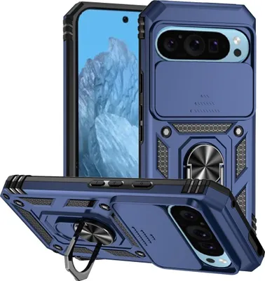 Produktbild von Google Pixel 10 / 10 Pro / 9 / 9 Pro Hülle - Coverup Armor Ring Ständer Back Cover mit Kamera Schutz - Blau