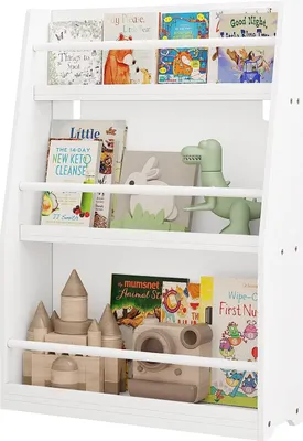 Produktbild von EUGAD Kinderbücherregal, Spielzeug-Organizer, aus MDF, mit Kippsicherung, Weiß