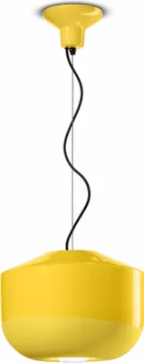 Produktbild von Hängeleuchte Keramik E27 rund D: 35 cm H: max. 148 cm Gelb Retro Design Keramiklampe