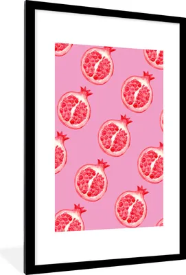 Produktbild von MuchoWow® Gerahmtes Poster Obst - Aquarell - Rosa 60x90 cm - Poster mit Schwarzem Bilderrahmen Wandposter Rahmen Foto Bilder - Dekoration - Wandposter Wohnzimmer - Hochwertig