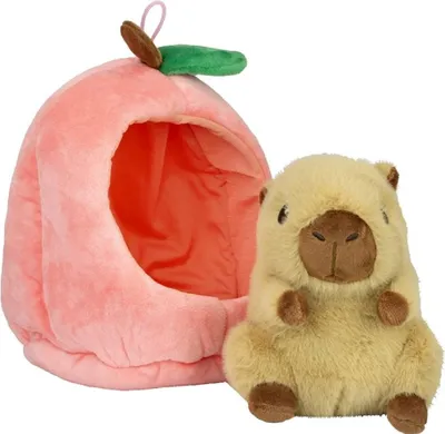 Produktbild von Capybara Plüschtier Kuscheltier 18cm im Früchte-Versteck braun Pfirsich