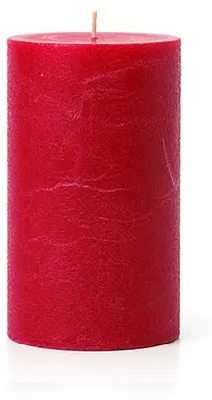 Produktbild von Rustikale rote Stumpenkerze aus Paraffin und Palmwachs, 4 x 6 cm, mit handgefertigtem Docht
