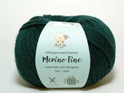 Produktbild von Merino Fine Art'is Yarn 100% Wolle | Superwash & Antiallergisch (50g/150m) (165 flaschengrün)