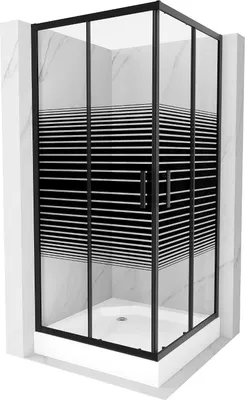 Immagine prodotto di Mexen Rio cabina doccia quadrata 90 x 90 cm, bande nere, nero + piatto doccia, bianco - 860-090-090-70-20-4510