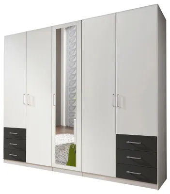 Produktbild von Kleiderschrank Fuegen Schlafzimmerschrank mit Spiegel Ausführung wählbarweiß / graphit