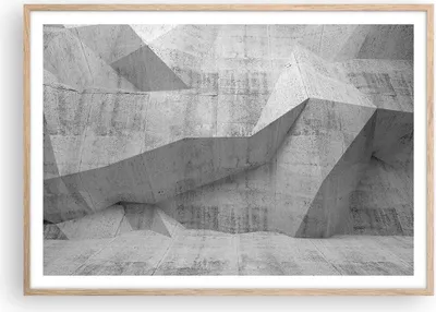 Produktbild von Gerahmtes Poster - Rahmen in heller Eiche - Beton Wand Grau - 100x70 cm - Wand Bild - Wanddeko - Wandbilder - Wandposter - Bilderrahmen - Bilder - Kunstdruck - Wandbild - P2NAA100x70-4183