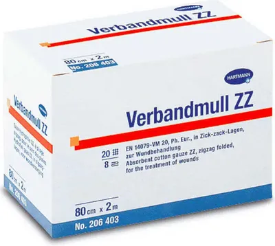 Produktbild von Hartmann Verbandmull ZZ, verschiedene Größen - 1 Packung - 10 cm x 2 m | Packung (2 Stück)