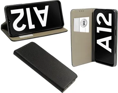 Obrázok produktu pre Knižkové puzdro "Smart" pre SAMSUNG GALAXY A12 (A125F) Kryt na mobilný telefón Puzdro ochranný kryt s funkciou stojana, slot na kartu Black