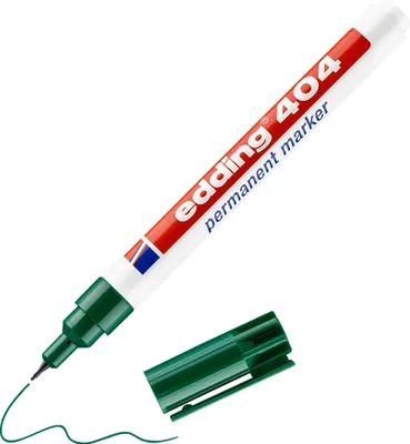 Produktbild von Edding 404, Grün, Grün, Weiß, Fein, 0,75 mm, Eisen, Kunststoff, Leder, Polystyrene, Stahl, Stein, Folie, Karton, Glas, Gummi, Metall, Keramik,..., 1 Stück(e)