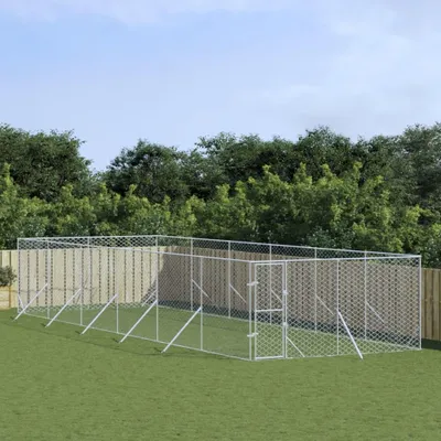 Zdjęcie produktu dla Buda zewnętrzna dla psa srebrna 4x12x2 m Stal ocynkowana