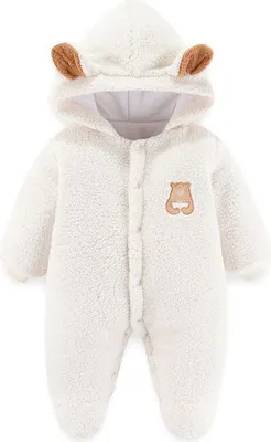 Produktbild von Baby Winter Overall Bärenoutfit Neugeborener Kapuzenmantel Säugling Warme Strampler Kleinkind Fleece Schneeanzug, 9-12 Monate, Weiß