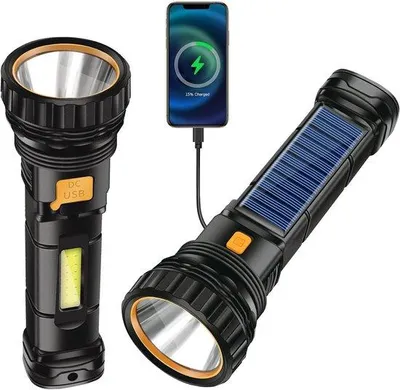 Produktbild von LED-Lampe mit Solarbetrieb – USB-Ladefähigkeit, 1200 mAh, 3 Modi, Wasserdicht, 2 Stücke – für Fischen, Notfall und Outdoor, ++